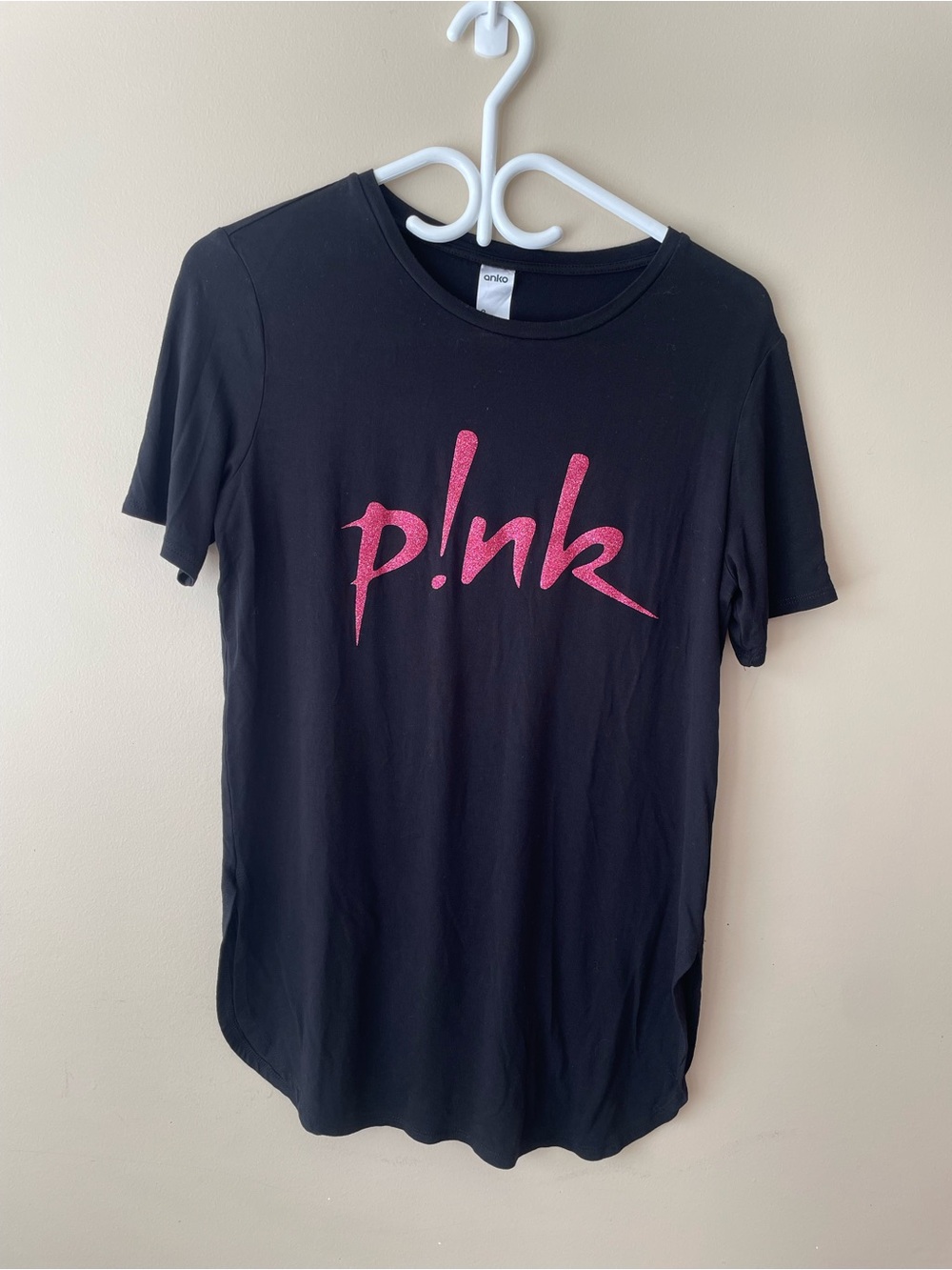 P!NK Black Tee with Pink Script Logo - 2024